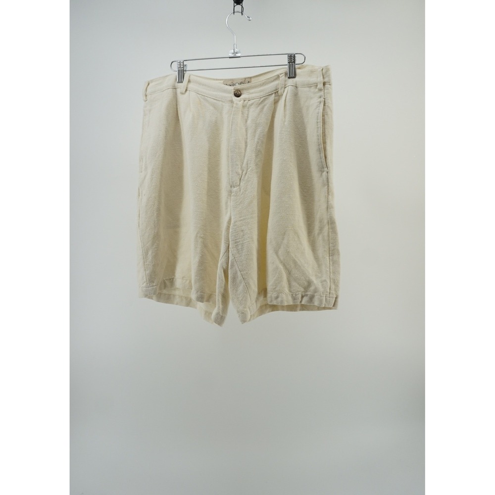 Hunt Club Pleated Bermuda Shorts Vintage Coastal Preppy Quiet Luxury Cream W34